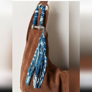 Free People Purse Charm Carabiner Blue Bandana